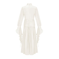 Sarolta Neutral Glossy Ruched Maxi Dress