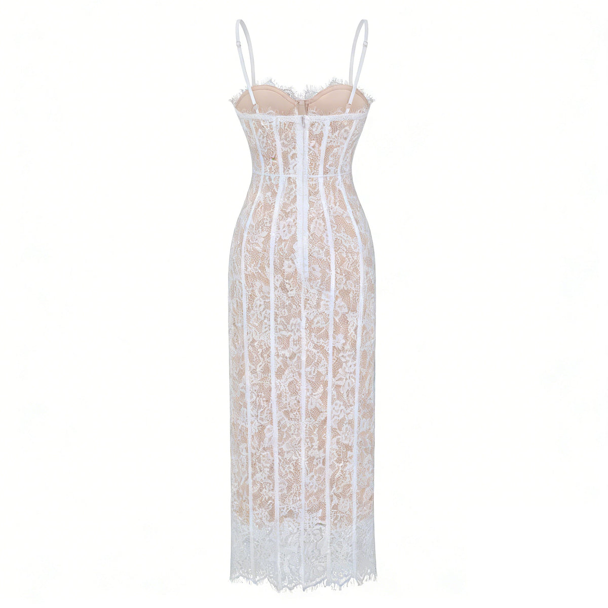 Giorgia White Floral Lace Corset Maxi Dress