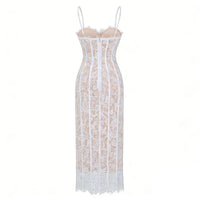 Giorgia White Floral Lace Corset Maxi Dress