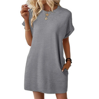 EVASHA™ – Casual Minimalist Round Neck Dress
