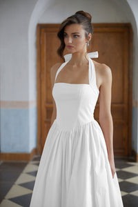 Eponine White Layered Flared Hem Midi Dress