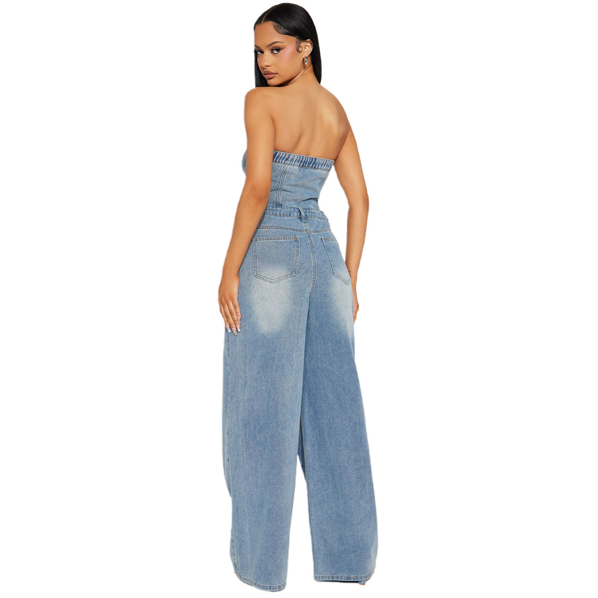 Linda | Strapless Denim Jumpsuit