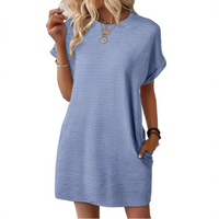 EVASHA™ – Casual Minimalist Round Neck Dress