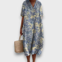 Miradie – Floral Midi Dress with V-Neck