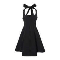 Quirine halterneck bow-detail mini dress in Black