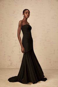 Josiane Black Off-shoulder Sheer Tulle Maxi Dress