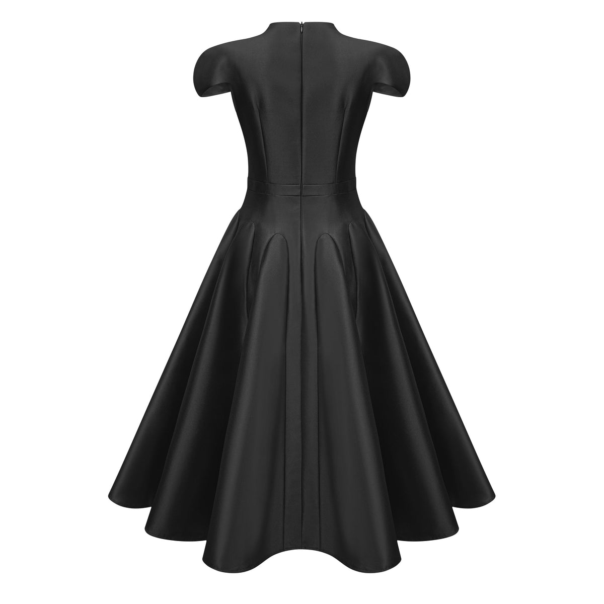 Aventin Black Godet Design Midi Dress