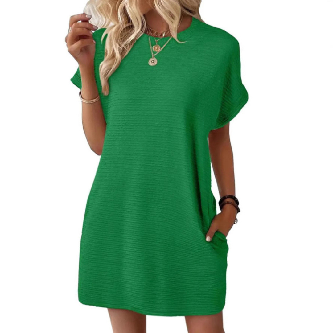 EVASHA™ – Casual Minimalist Round Neck Dress