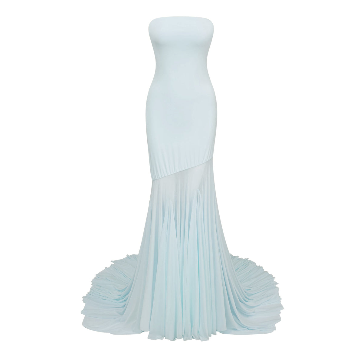 Josiane Blue Off-shoulder Sheer Tulle Maxi Dress