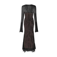 Valérie white floral lace mesh maxi dress