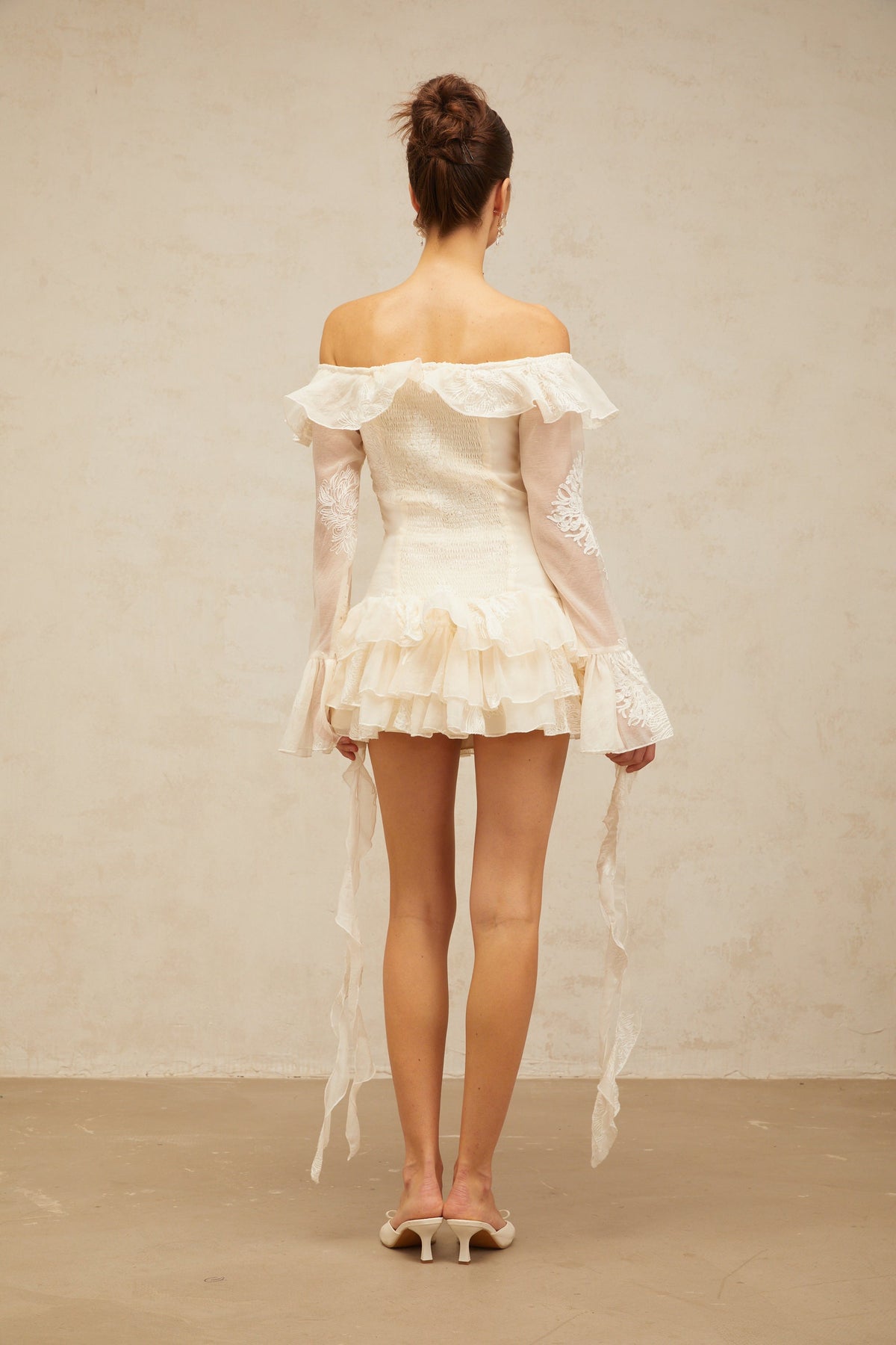 Désirée white off-shoulder embroidered mini dress