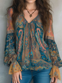 Selah™ Boho Paisley Chiffon Blouse