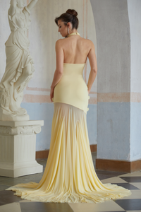 Yvette Yellow 3D Petal Mermaid Maxi Dress