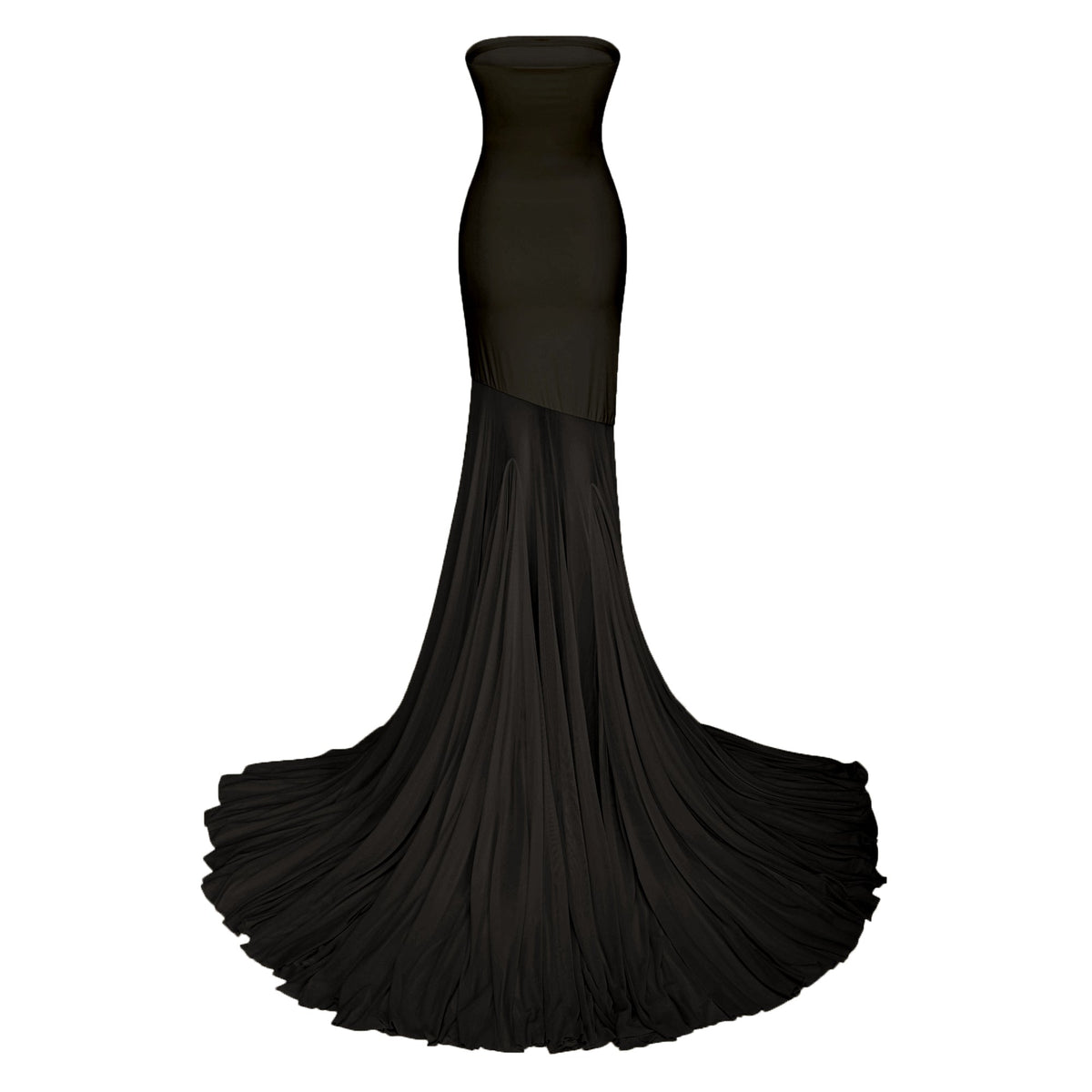 Josiane Black Off-shoulder Sheer Tulle Maxi Dress