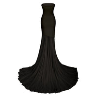 Josiane Black Off-shoulder Sheer Tulle Maxi Dress