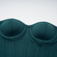 Delphine green ribbon-design corset maxi dress