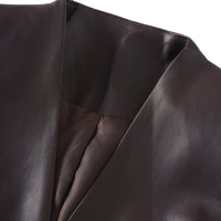 Solange Brown Leather Mini Blazer Dress