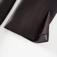 Solange Brown Leather Mini Blazer Dress