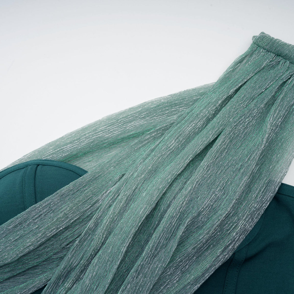 Delphine green ribbon-design corset maxi dress