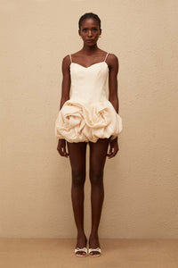 Melanie Neutral 3D Petal Bubble Mini Dress