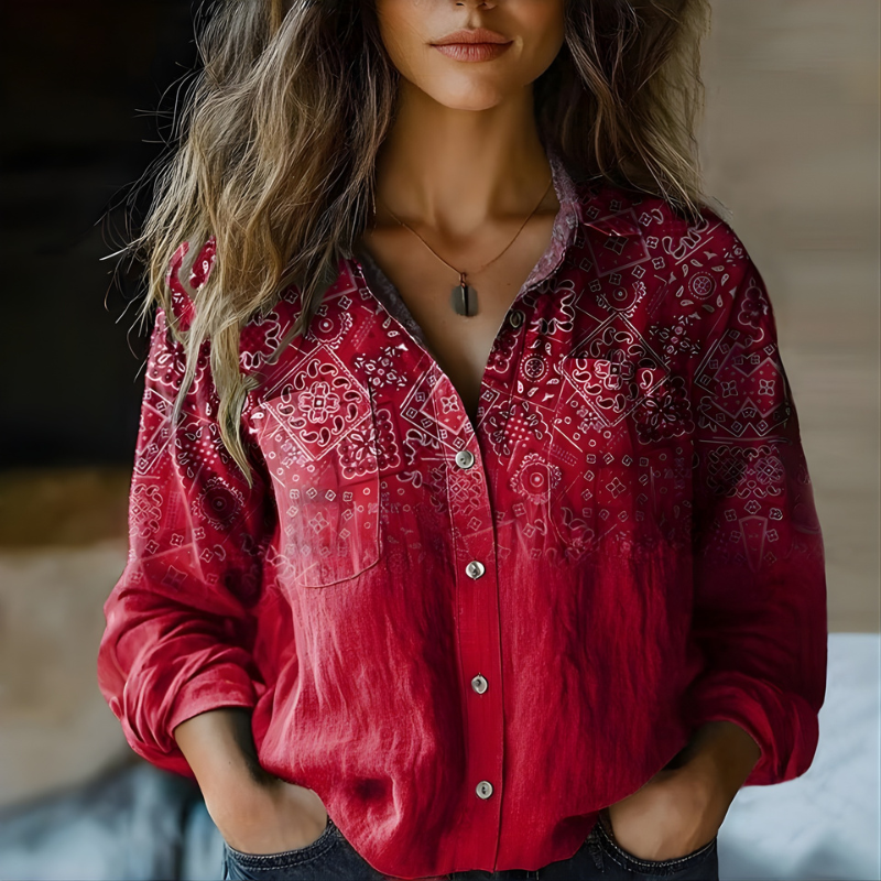 Natalie™ Printed Vintage Blouse