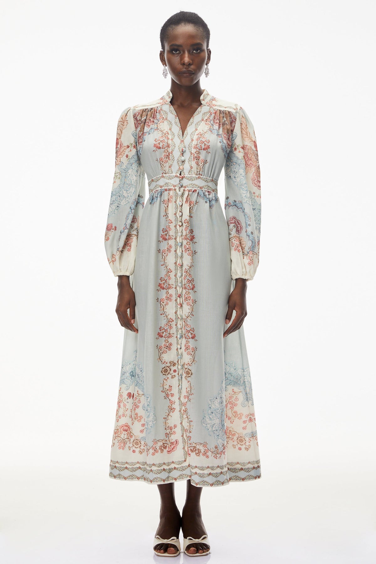 Grace Blue Floral Print Maxi Dress