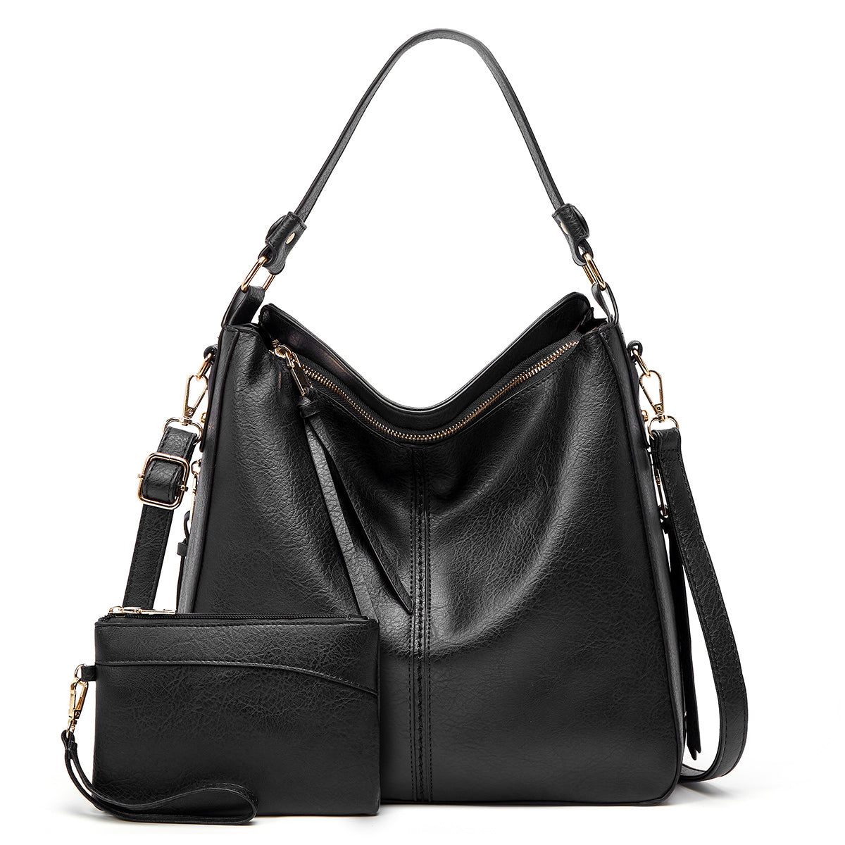 Leather Hobo Handbag + FREE Pouch Wallet