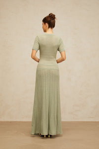 Siena Shirred Crochet-Knit Maxi Dress