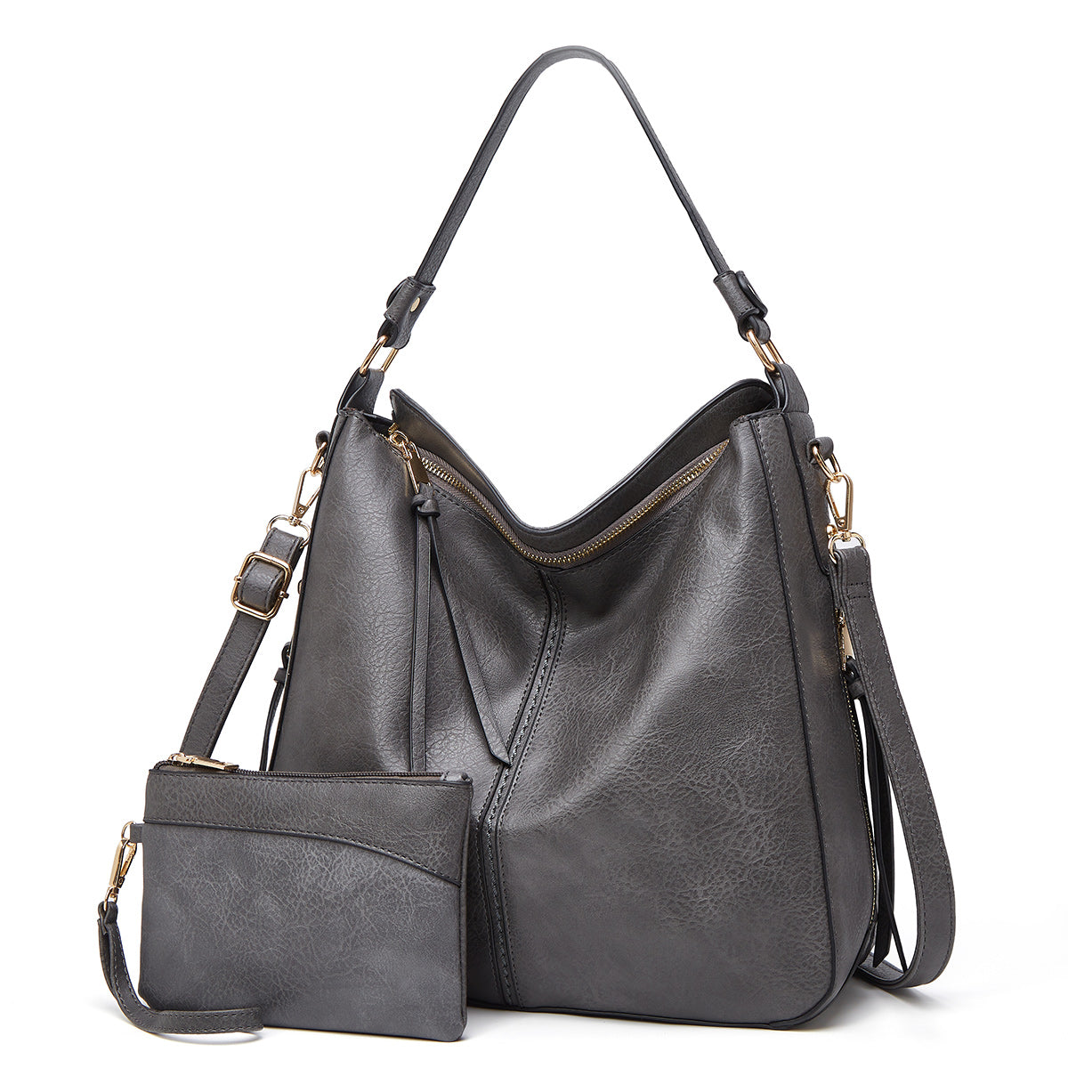 Leather Hobo Handbag + FREE Pouch Wallet