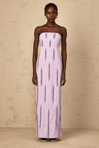 Émilie Purple Beaded Fringed Detail Maxi Dress