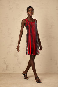 Amaryllis Red Sequin Striped Knit Mini Dress