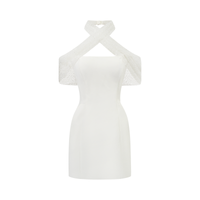 Ulla White Cross Over Bodycon Mini Dress