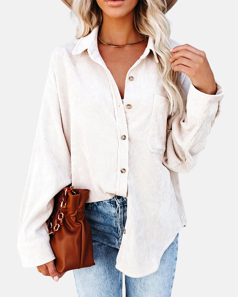 Oversized Boyfriend Corduroy Button Down Shirt