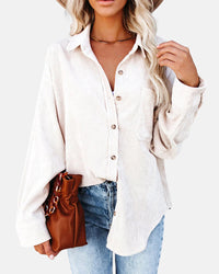 Oversized Boyfriend Corduroy Button Down Shirt