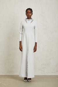 Magdalena Light Grey Crystal Embellished Maxi Dress