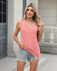 Women’s V Neck Sleeveless Tee Loose Fit Basic Tank Top