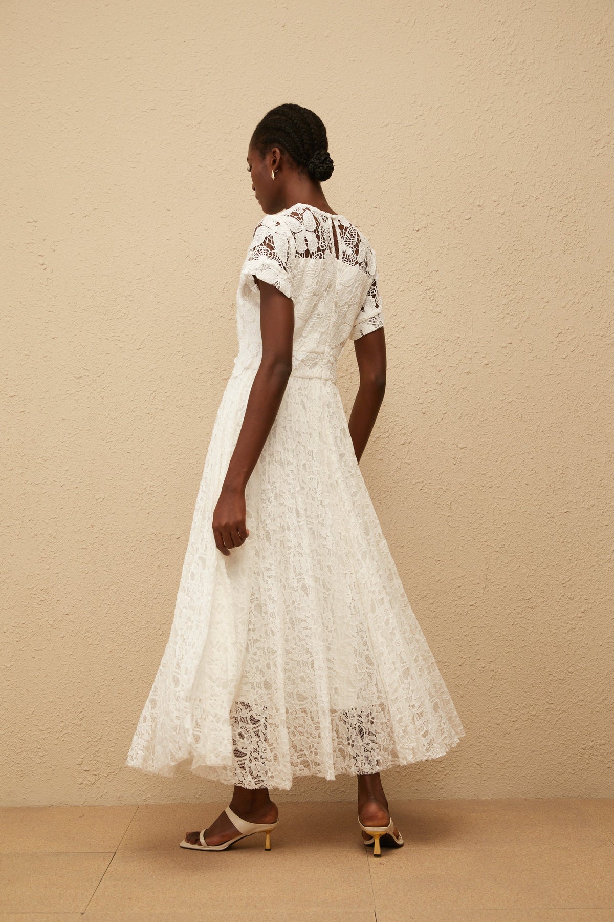 Victoire White Butterfly Appliqué Lace Maxi Dress