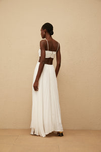Bérénice White Cut Out Pleated Maxi Dress