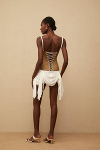 Yasmine Brown Bustier Panel Mini Dress