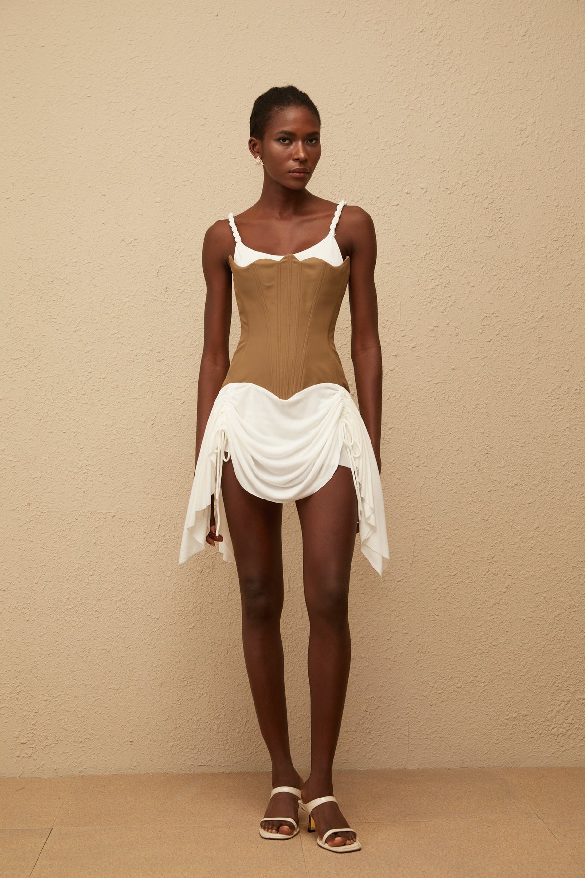 Yasmine Brown Bustier Panel Mini Dress