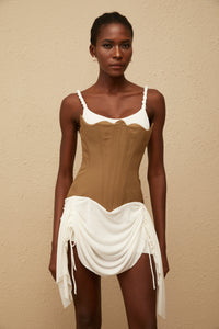 Yasmine Brown Bustier Panel Mini Dress