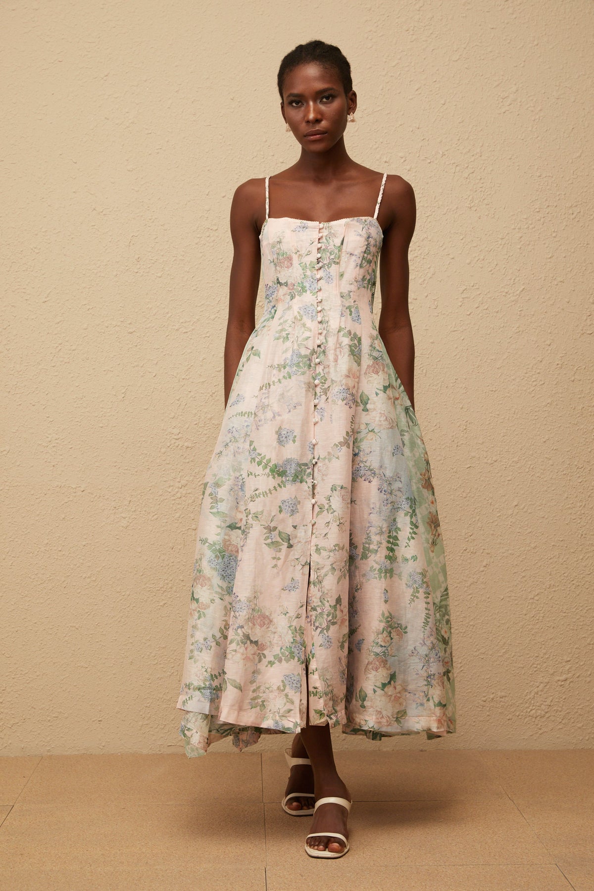 Aurore Pink Floral Print Maxi Dress