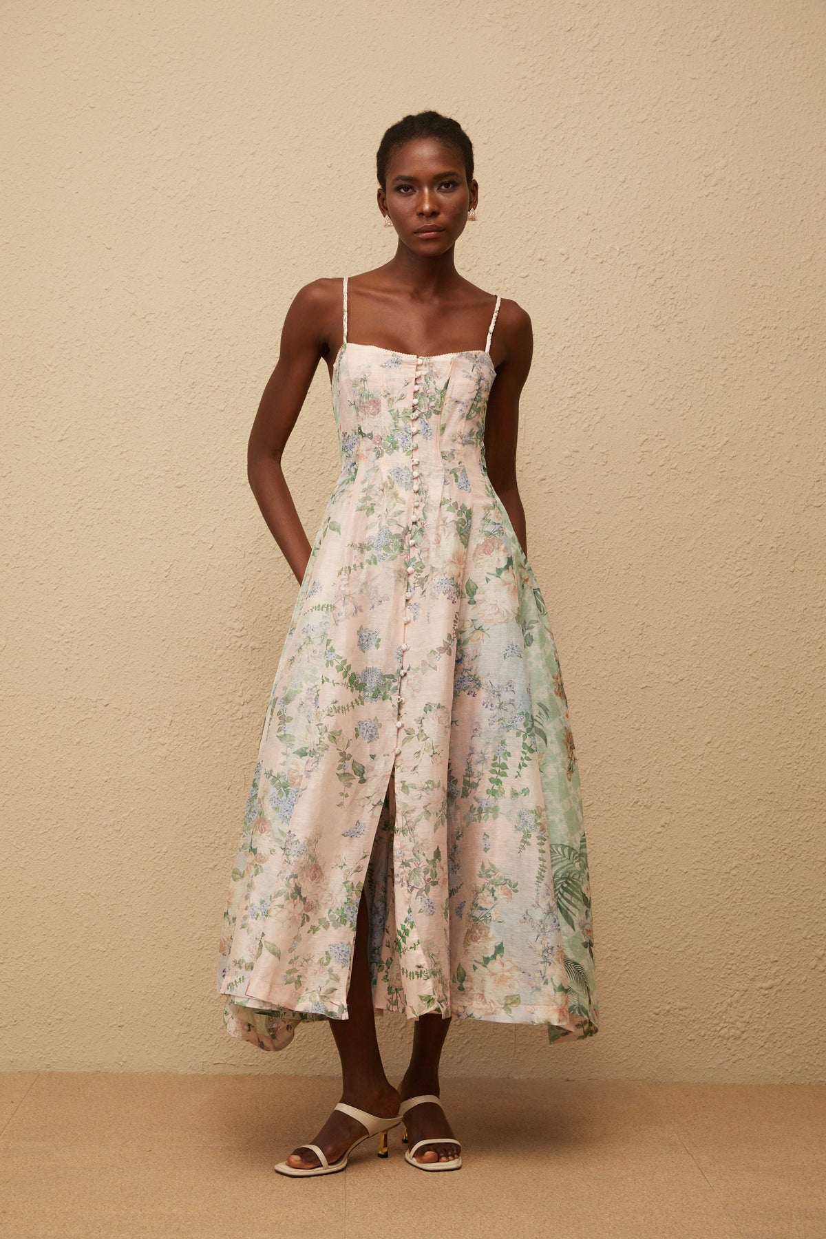 Aurore Pink Floral Print Maxi Dress
