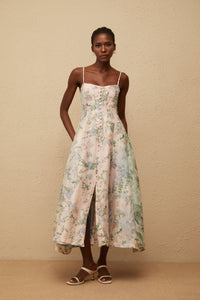Aurore Pink Floral Print Maxi Dress