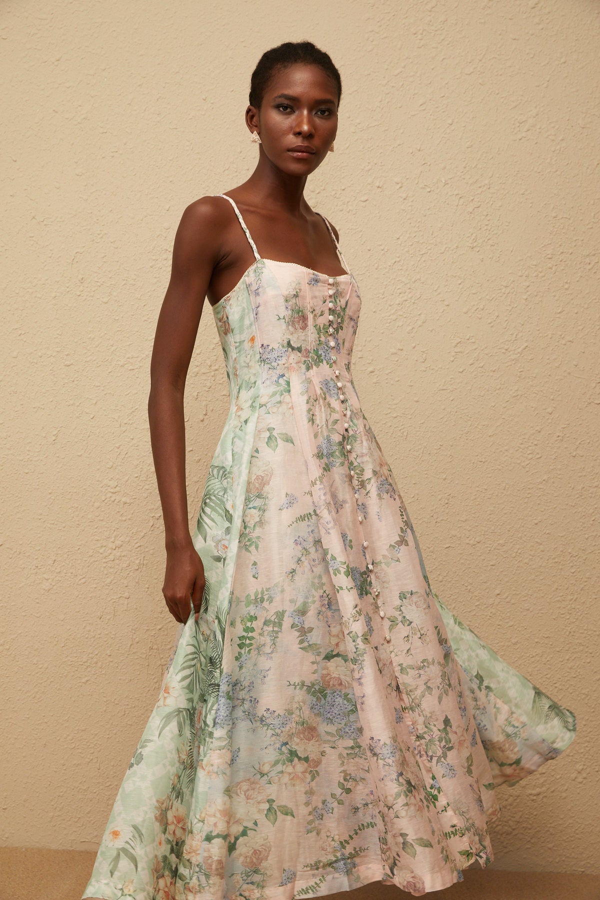 Aurore Pink Floral Print Maxi Dress