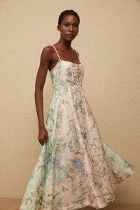 Aurore Pink Floral Print Maxi Dress
