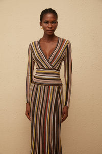 Phoebe Brown Vertical Stripe Knit Midi Dress