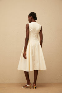 Velours Neutral Voluminous Midi Dress