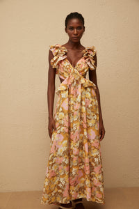 Adélaïde Open Back Floral Print Maxi Dress