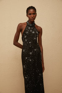 Perle Black Embellished Skinny Cut Maxi Dress